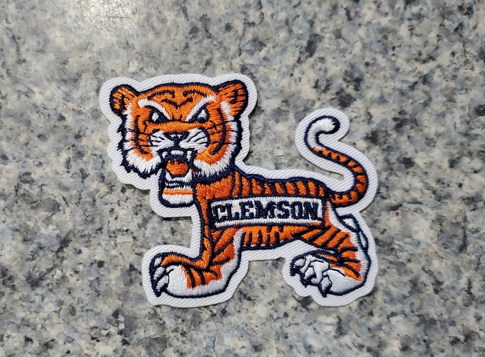 Clemson Vintage Style Patch. Fully Embroidered. Iron On Backing. 3"x2.5"