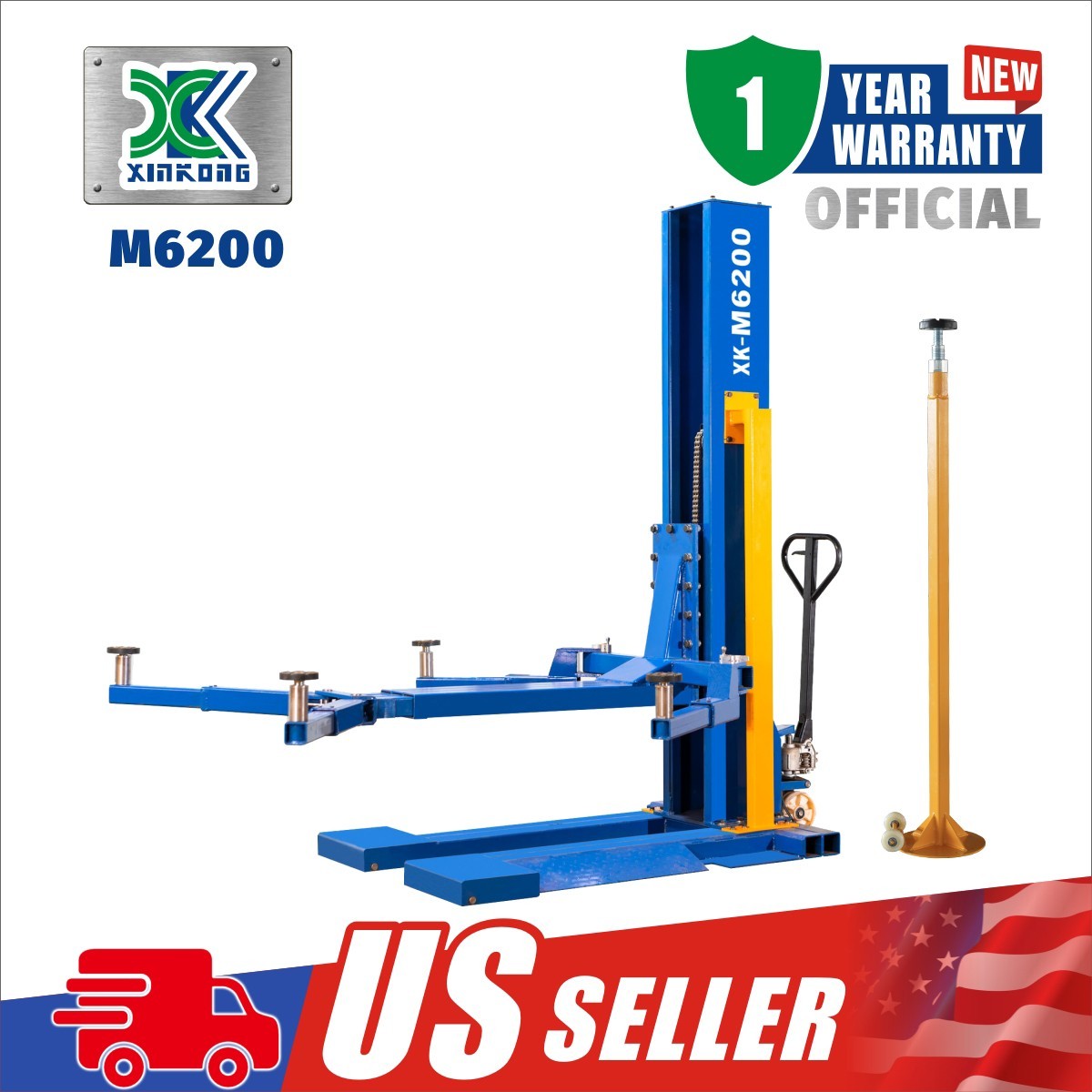 XK M6200 Single Post Car Lift Auto Lift Manual Unlock Auto Repair 6200lb - 220V