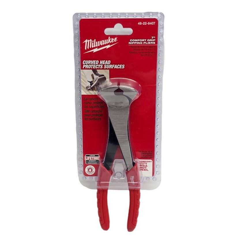 Milwaukee 48-22-6407 7" Rust Resistant Smooth Jaw Comfort Grip Nipping Pliers