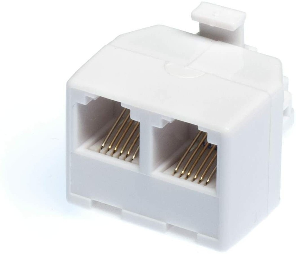 Duplex Modular Phone Wall Jack Adapter (WHITE) RJ11 - Splitter | Three Pack