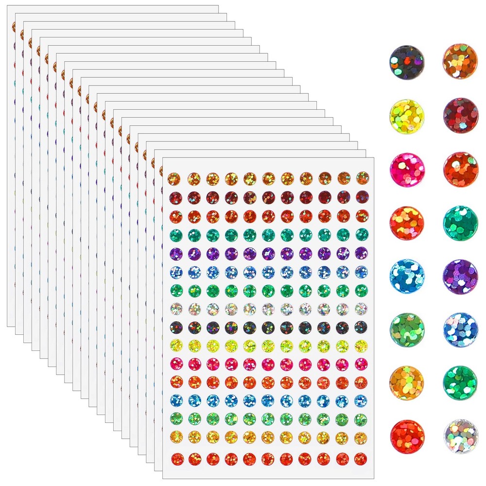 20 Sheets/3520Pcs Color Coding Labels, Sparkle Shiny Dot One Size, Colorful