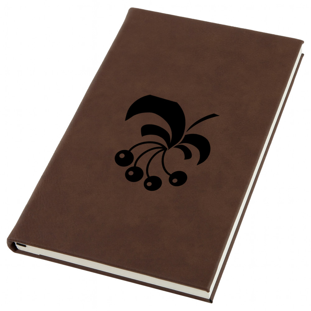 Cherry Tree Engraved Leather Journal, Personal Planner with Lined Pages