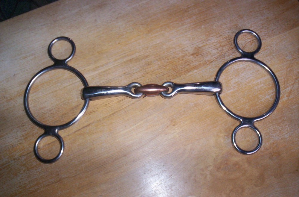 Used 2 Ring Elevator Bit Stainless Shanks Copper Oval Link  Bit  5 1/2" Mouth