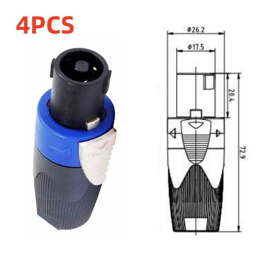 4x NL4FC Speaker 4 Pole Cable Plug Connector for Audio Speaker Replace Parts