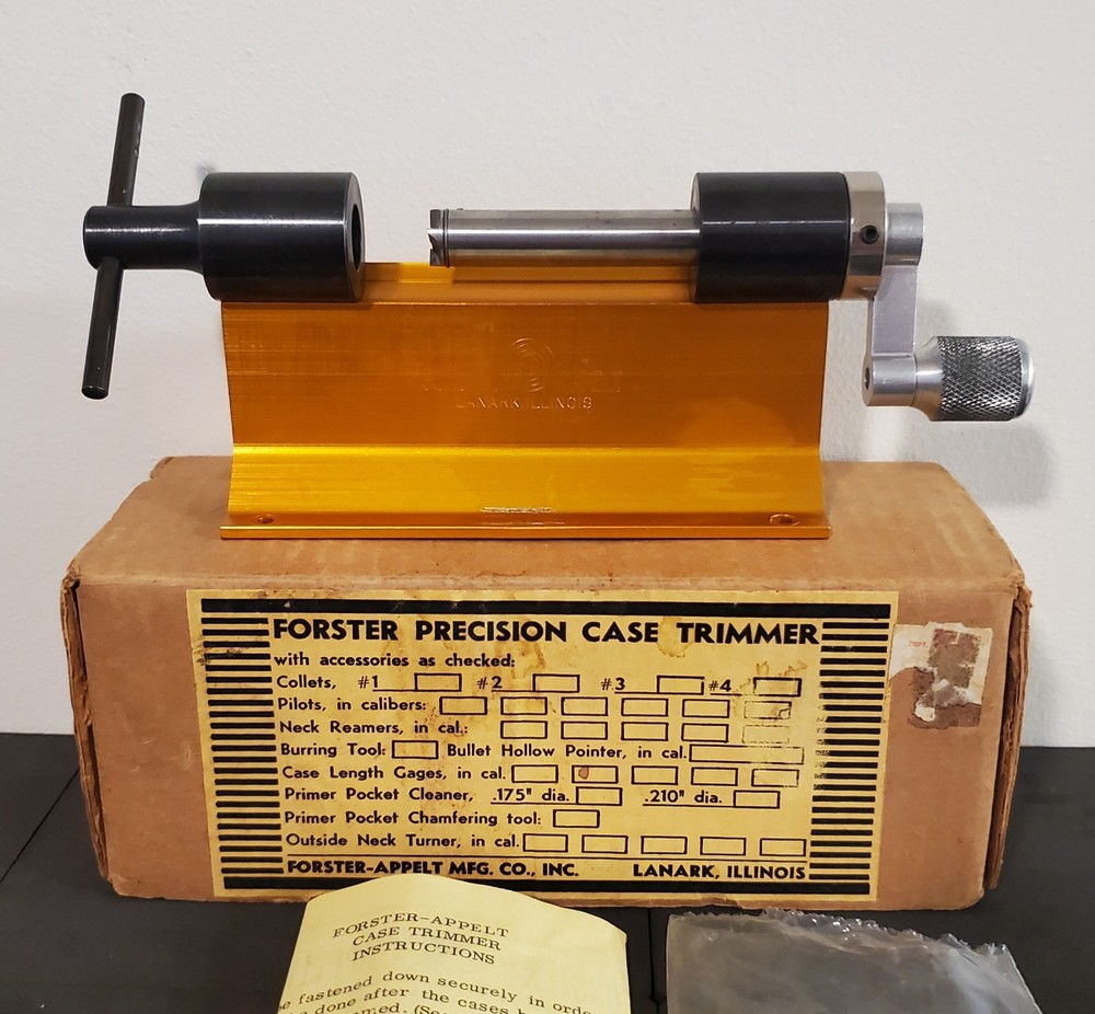 Forster Lanark Case Trimmer w/ Instructions Hardware Tool Accessory Box