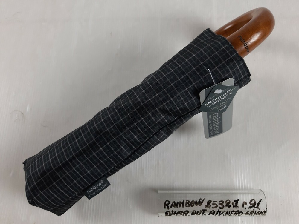 Unisex Mini Umbrella - Automatic - 10 Studs - Black/Grey - 2532-1 - Rainbow