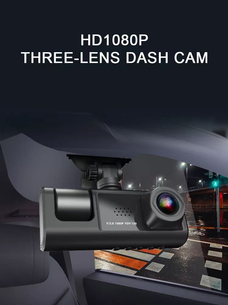 Car Dash Cam 3 Lens 2in Video Recorder Loop DVR Recording Night Vision G-sensor