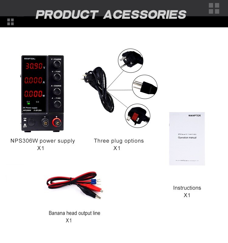 0~30V 6A Adjustable Bench DC Power Supply Lab Variable Regulated Power Switching