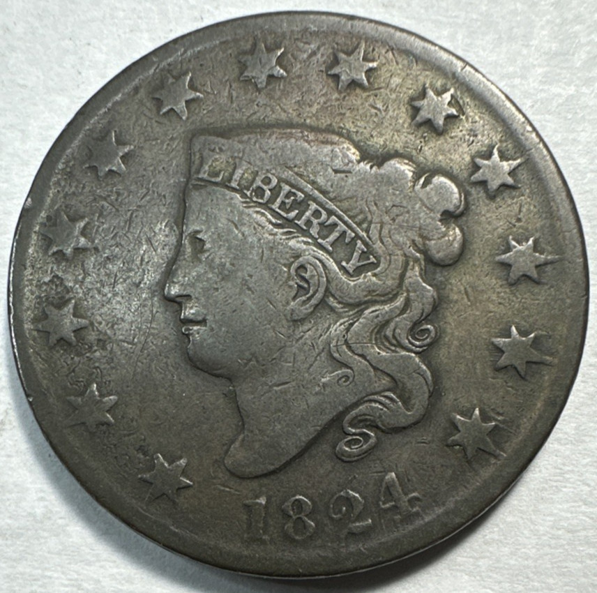 1824 Matron Head Large Cent Fine 414 better date