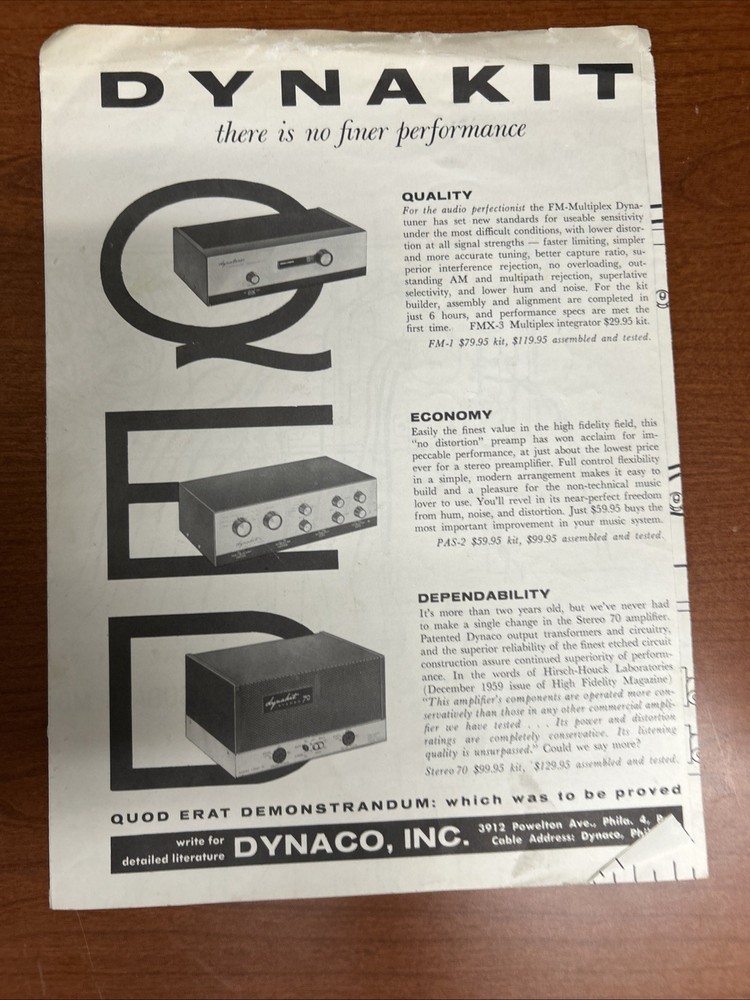 Dynaco dynatuner Model FM-1 with papers not tested