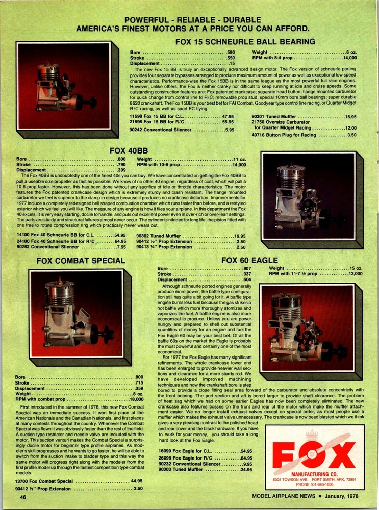 Fox Bushing RC Engine Vintage Print Ad Ephemera Wall Art Decor 40BB