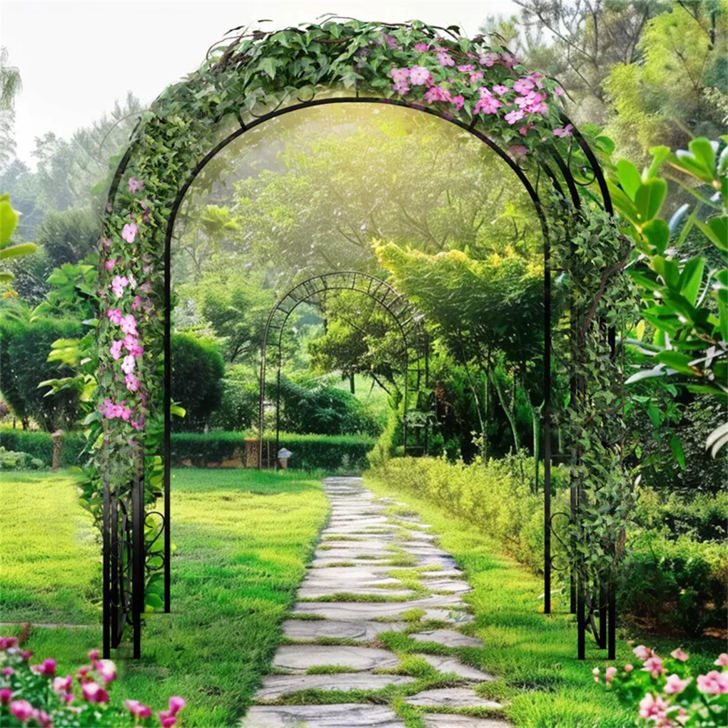 XXL Tall Metal Garden Arch Trellis Double Column Curved Climbing Plant Archway