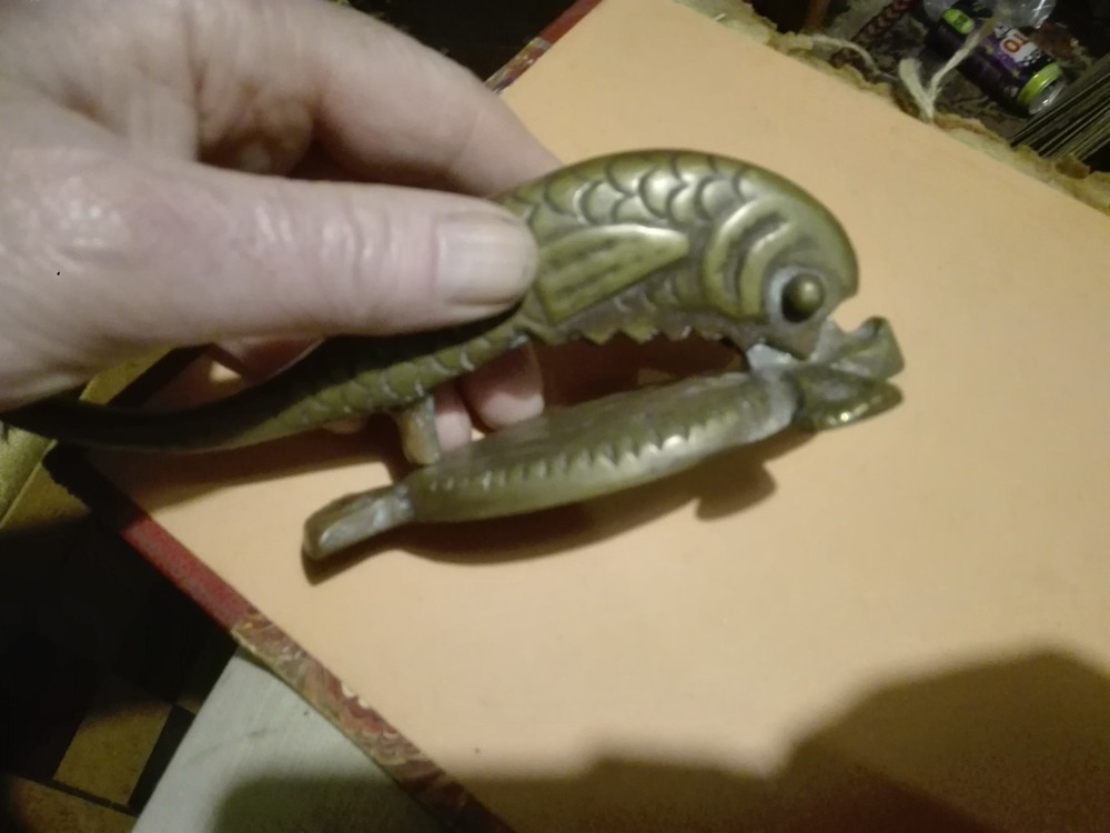 RARE - Antique Front Door Knocker BRASS FISH