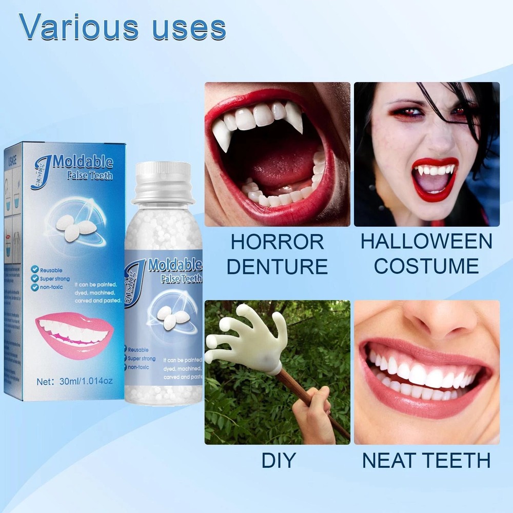 Resin False Teeth Solid Glue Temporary Tooth Gap Filler Moldable Repair