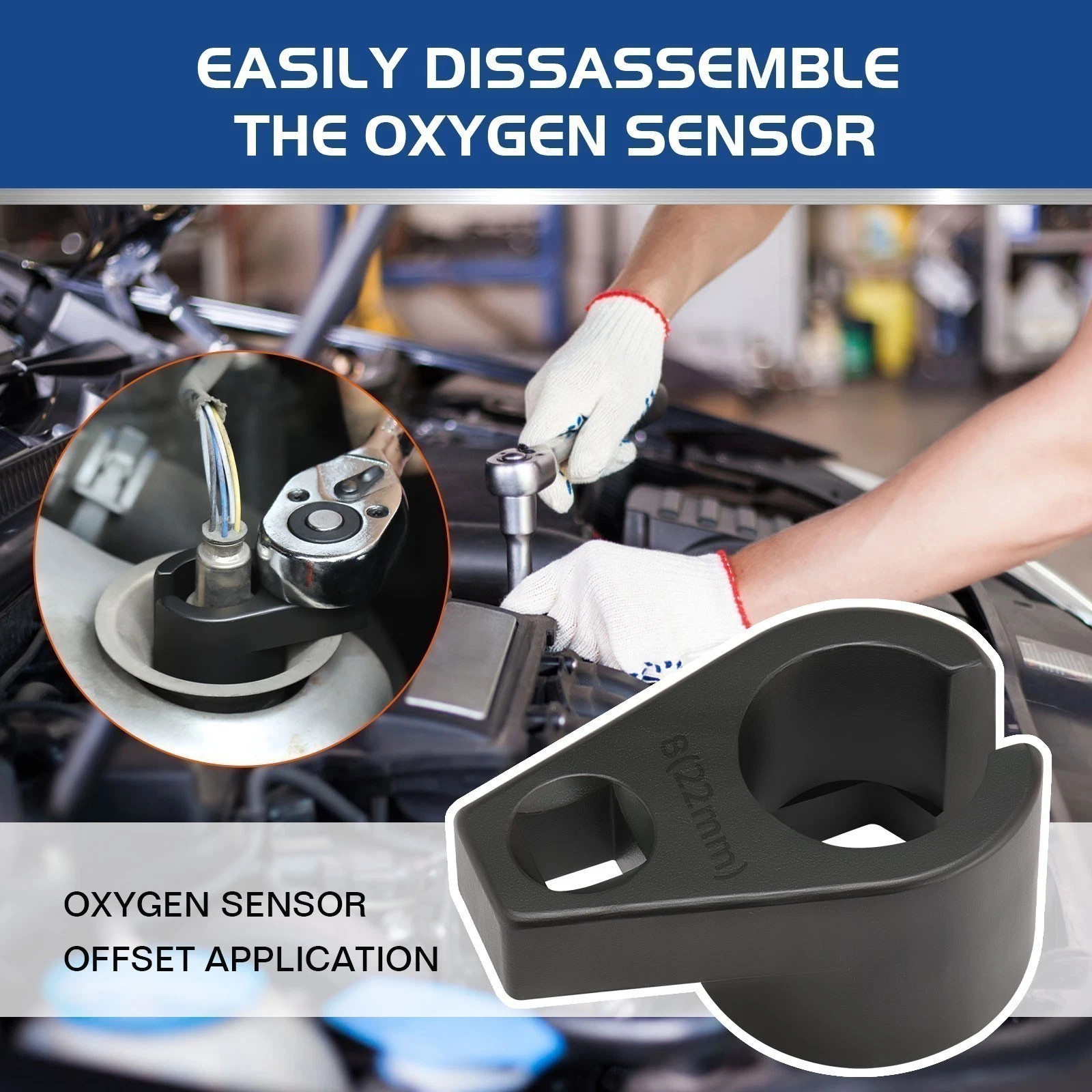 O2 Oxygen Sensor Socket Thread Chaser Set 5PCS O2 Sensor Wrench Removal Tool Kit