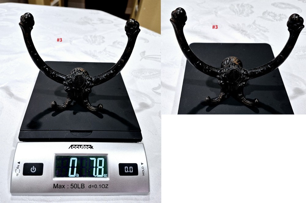 Antique Hall Tree Coat Hook Black Cast Iron + Copper Original Back Base Hardware