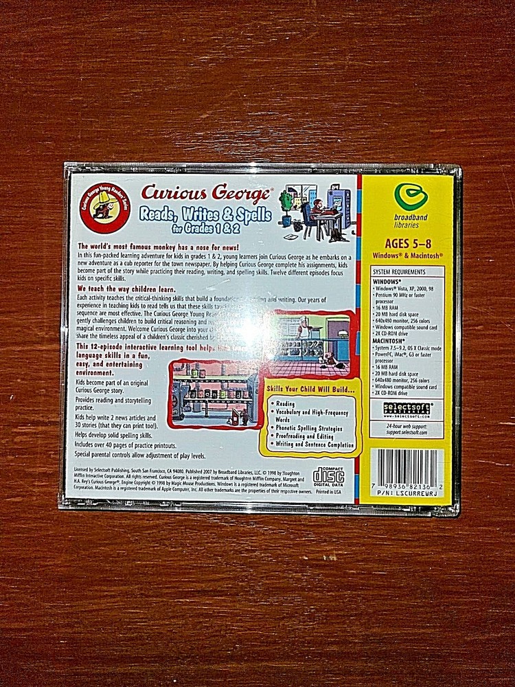 Curious George Reads, Writes & Spells for Grades 1-2 Fun-Packed Learning Game