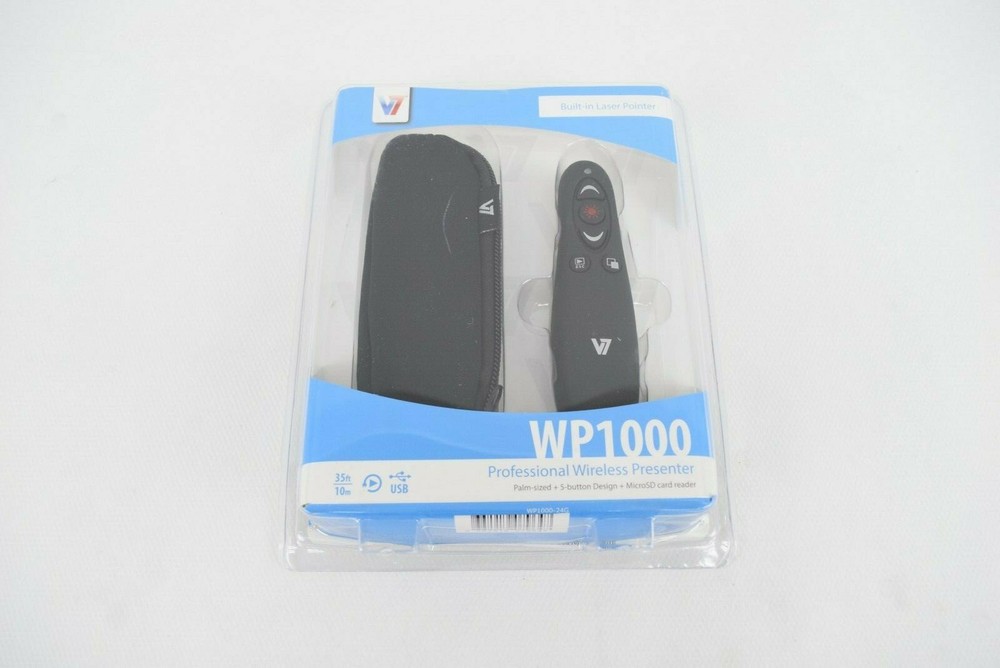 V7 WP1000 Professional Wireless Presenter 5 Button Design MicroSD card Reader