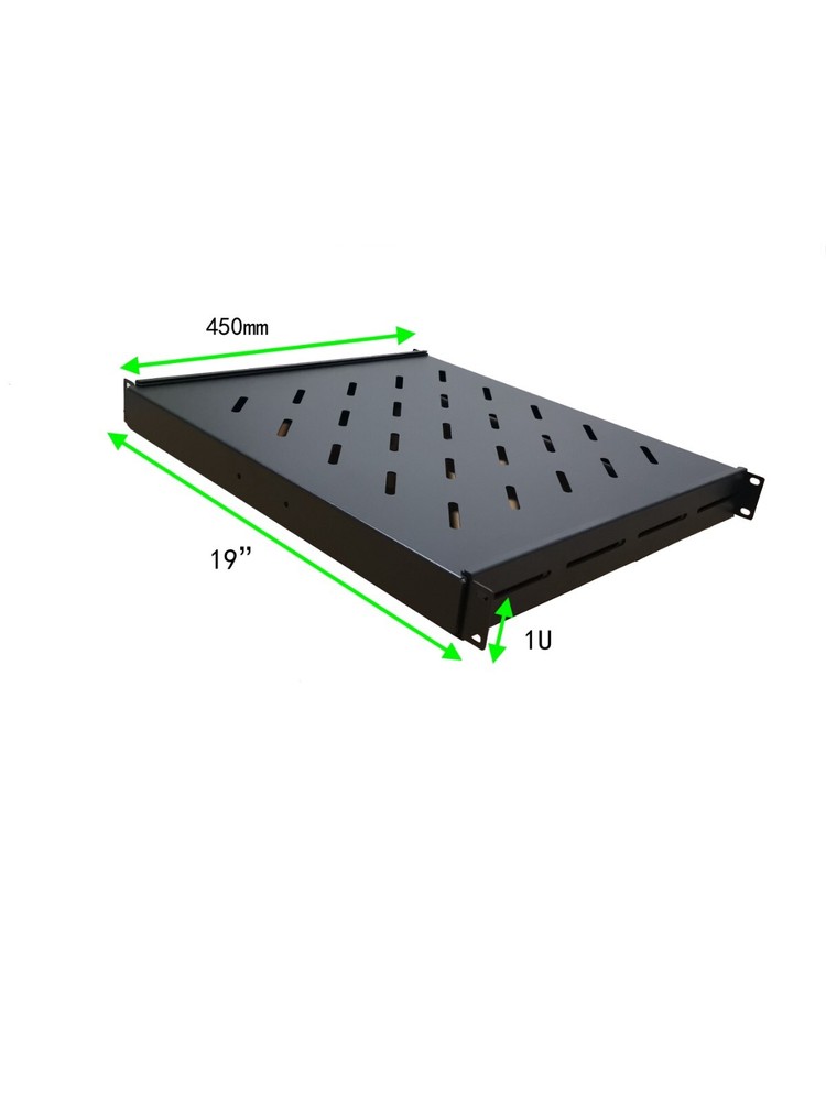 1U Vented Fixed Server Shelf 19" 4 Post Adjustable Rack Mount 18in - 42in Black