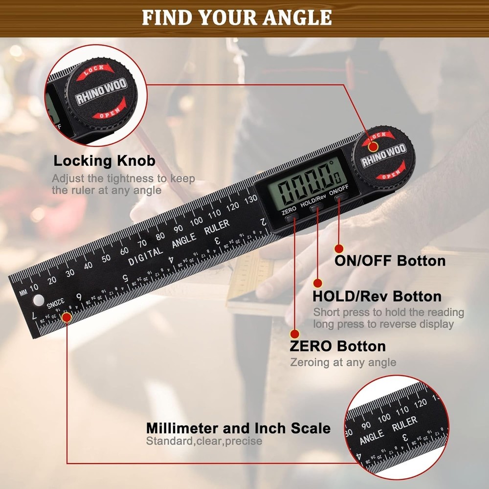 Digital Angle Finder Protractor, Angle Measuring Tool for Woodworking/Carpent...