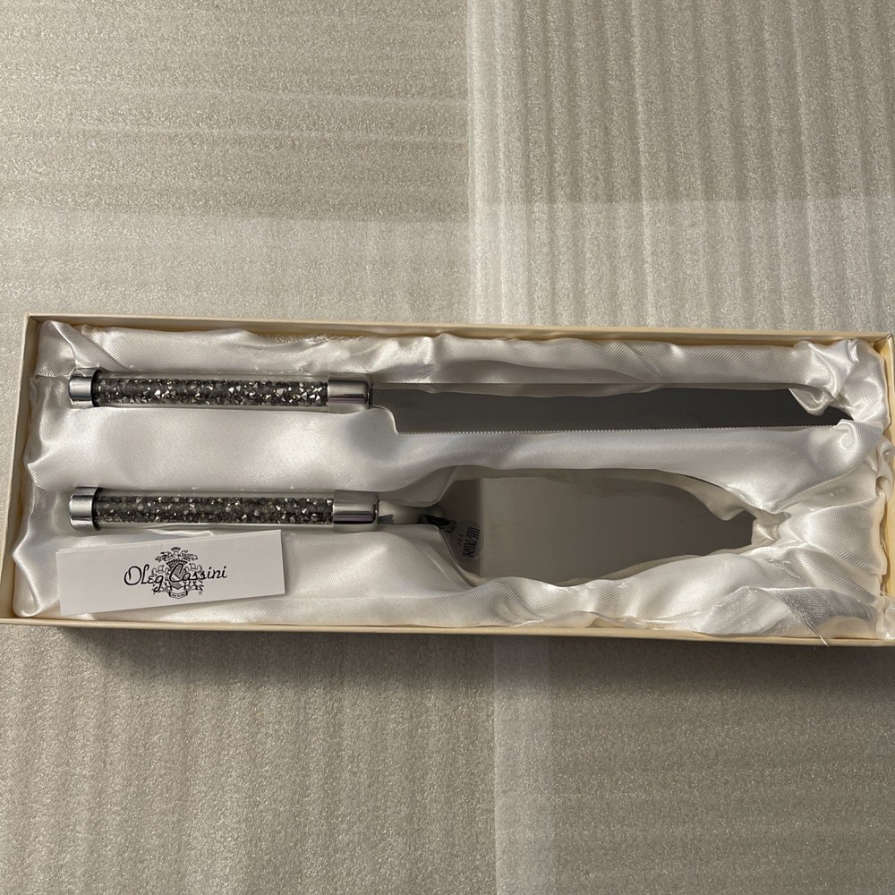 Crystal  Oleg Cassini Cake Knife And Server Set