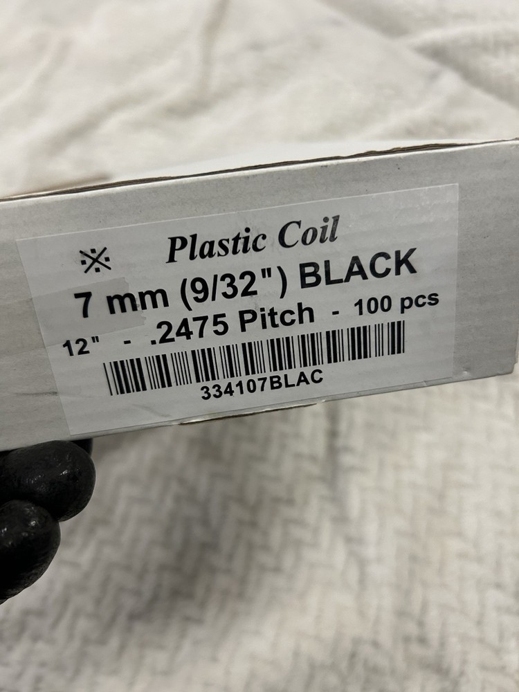 7mm Plastic Binding Coils – 100 Pack (Black, 12” Length)