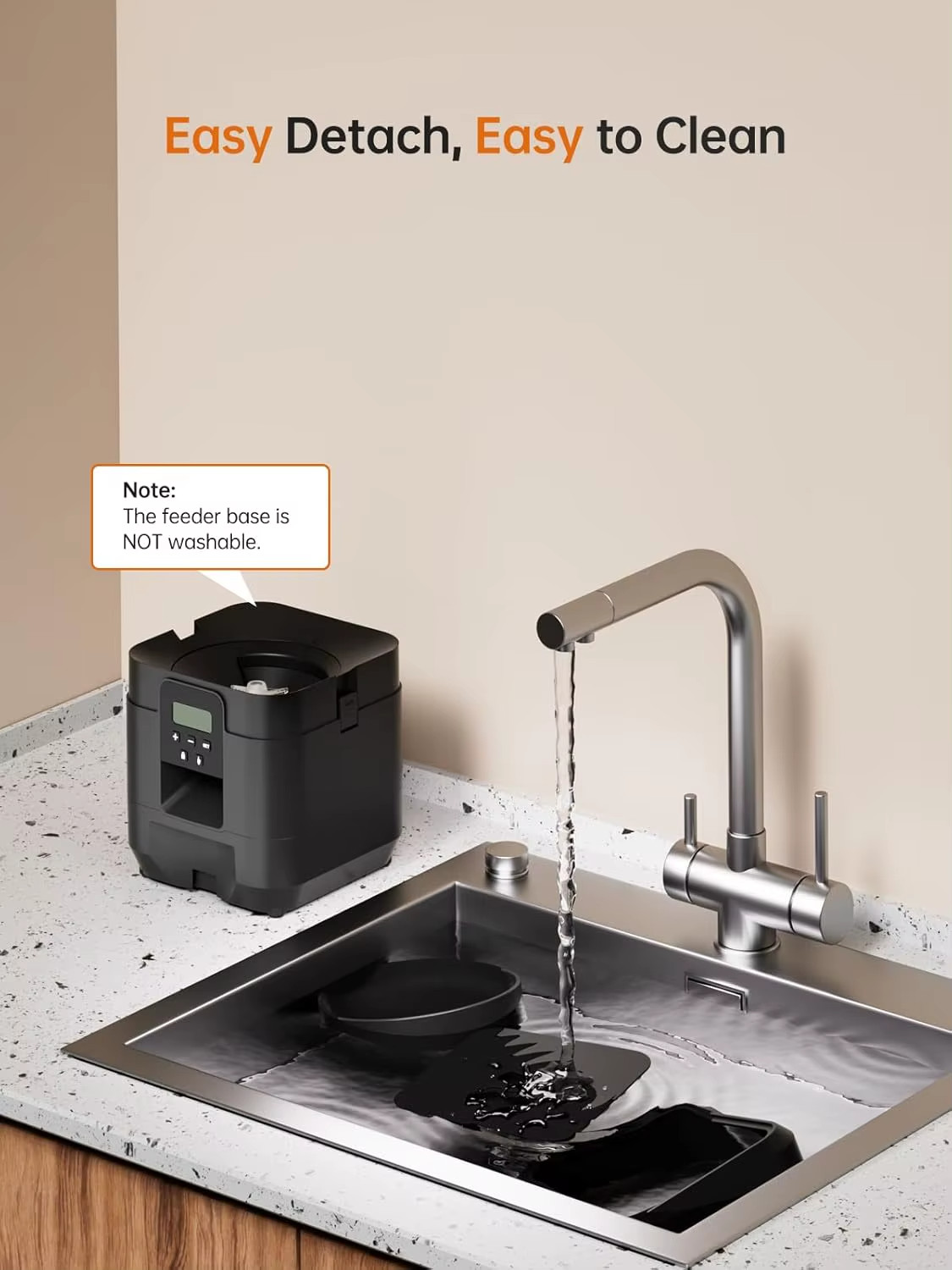 Automatic Pet Feeder Cat/Dog, Timed Feeding Schedule, Backup Power Source, Black