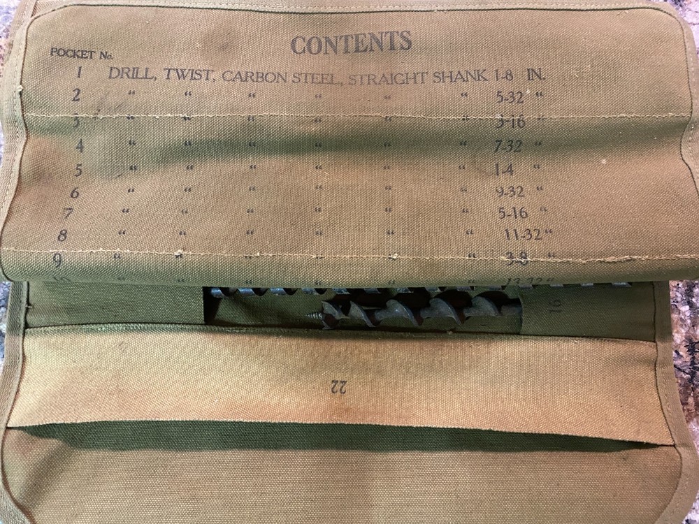 WWII US Tool Roll For Blacksmiths Set No 1-1942-Various Bits & Tools