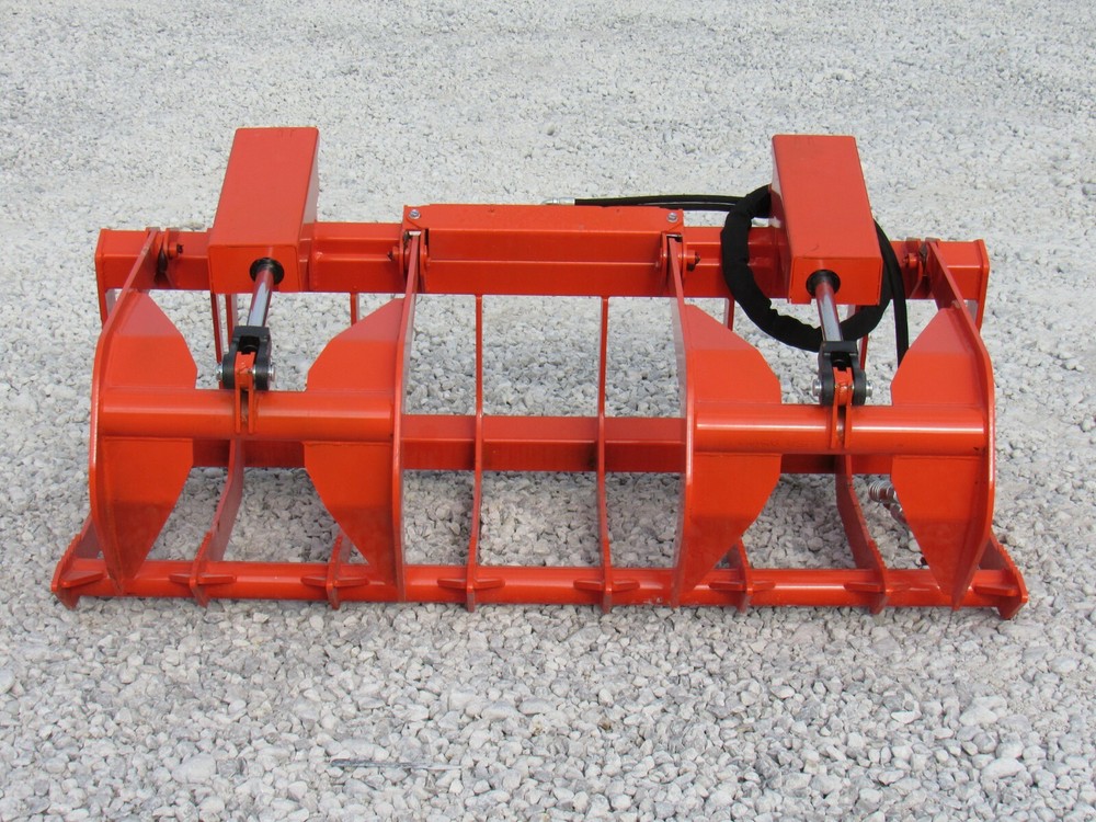 60" Root Grapple Grease and 48" Long Pallet Forks Attachment Combo Quick Attach
