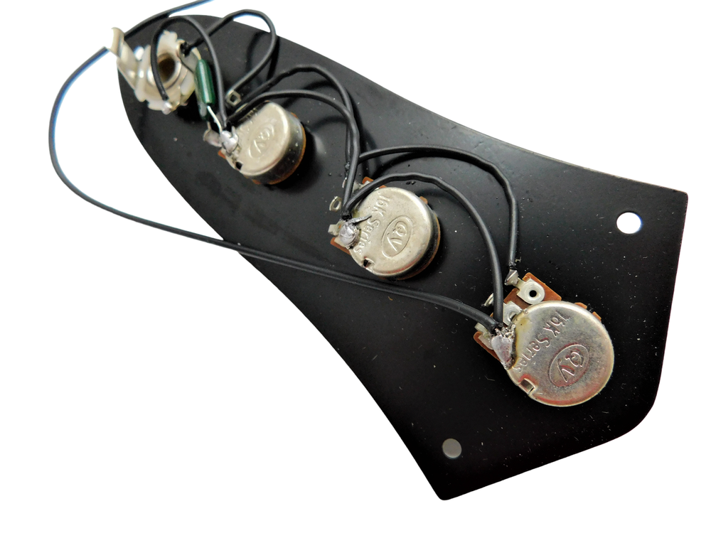 Prewired Jazz Bass Control plate..... Black with vintage style knobs