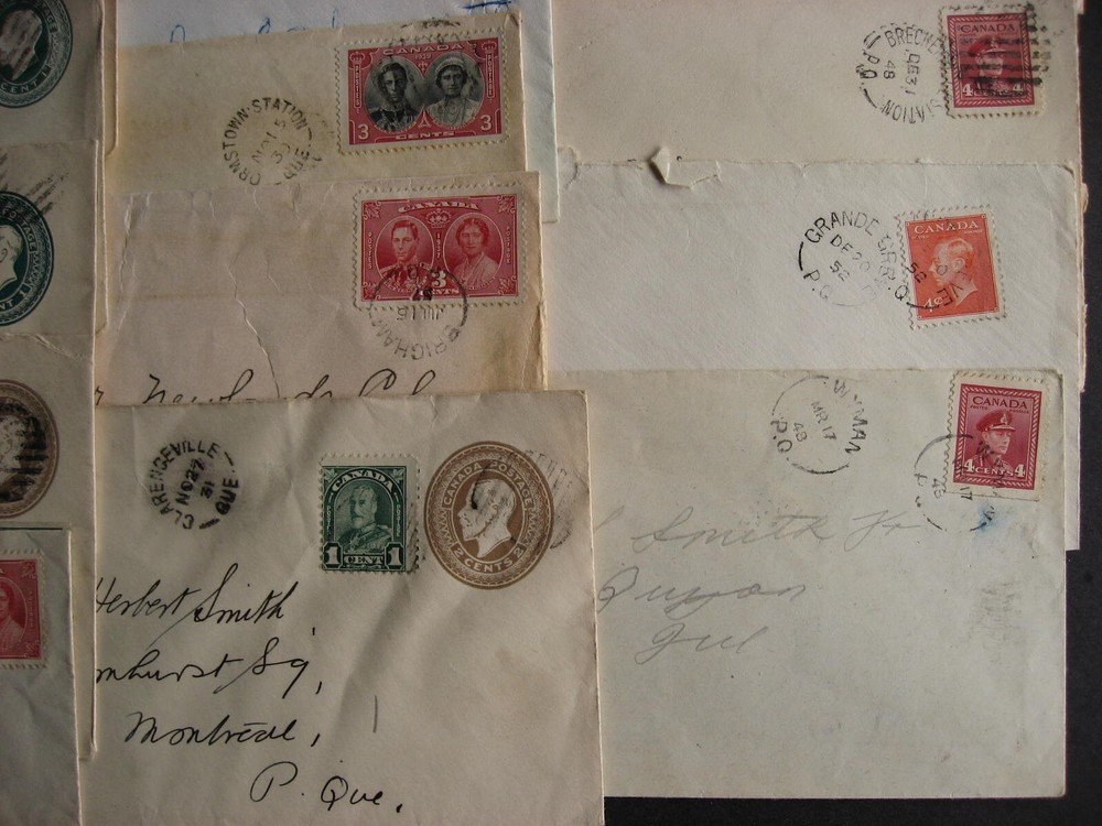 Canada 24 QC split ring cancels on cover 4 covers opened on 3 sides