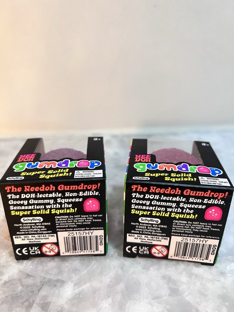 Nee Doh Gumdrop Super Solid Squish Squeeze 2 Pack - Purple & Pink