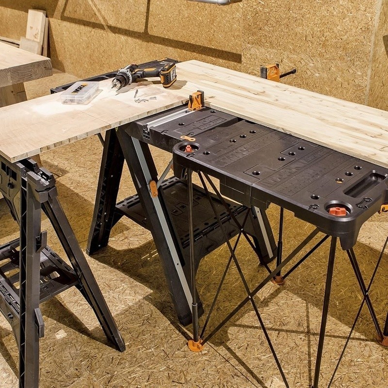 Portable Folding Workbench 300lb Capacity Lightweight Table W/ Clamps Link Locks