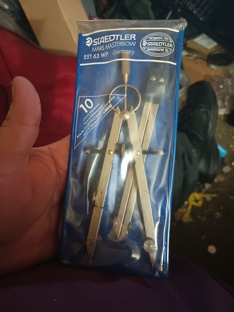 Drafting Compass Staedtler Mars Masterbow 551 63 WP Germany 2 pc Set with Case