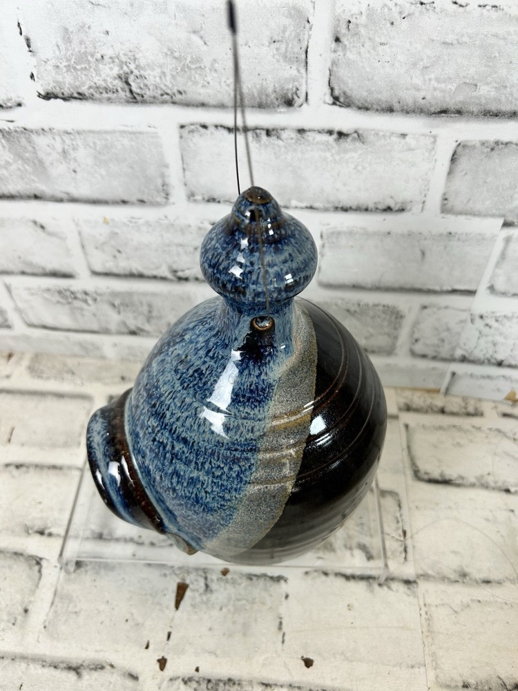 Walter Aberson Signed Blue Glaze Ceramic Birdhouse