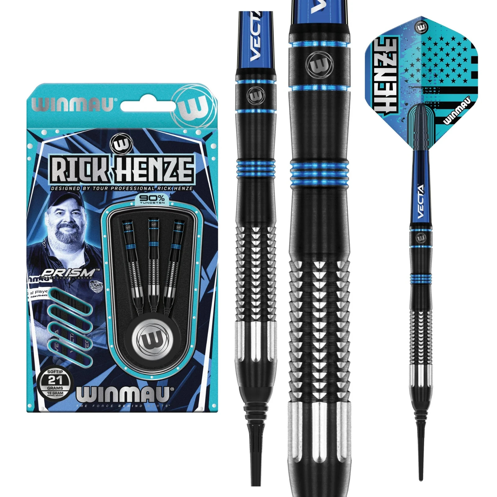 WINMAU RICK HENZE SOFT TIP DARTS 21 GRAM 90% TUNGSTEN SHIP FREE FREE BONUS #2718