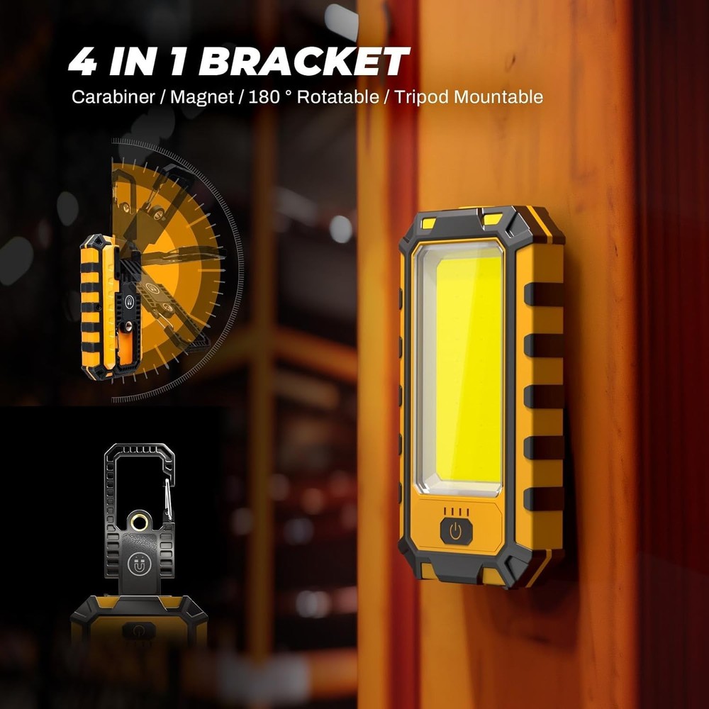 2Pack LED Work Light 1500Lumens Rechargeable Magnetic Flashlight Rotatable