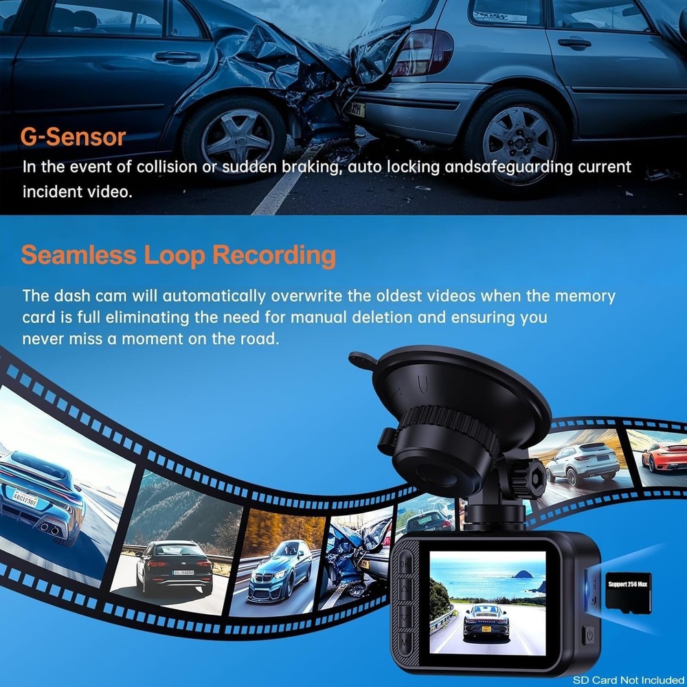 Enhanced Night Vision Dash Cam, 2560P Resolution