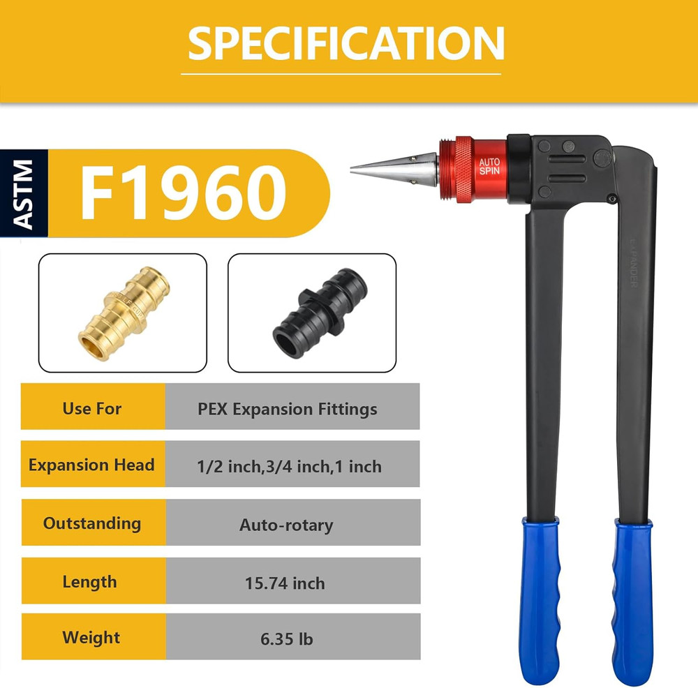 Auto-Spin PEX a Expansion Tool, Automatically Rotation Head PEX Expander Kit, wi