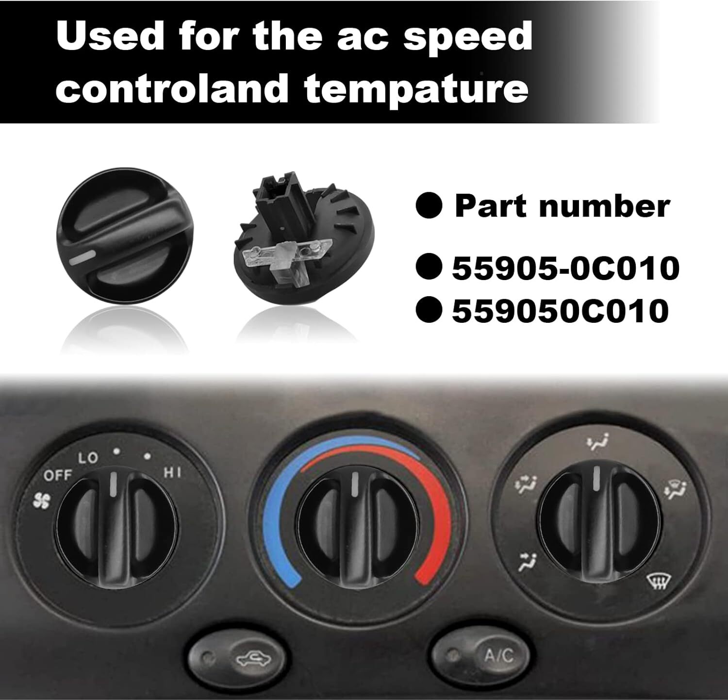 3 pack Fit for Toyota Tundra Truck 2000-06 Control Knobs Dials Heater A/C Fan
