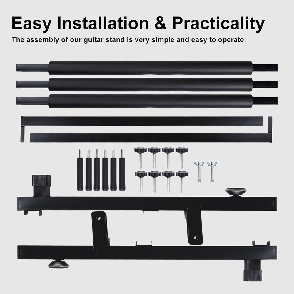 5 Multi Guitar Stand Rack with Folding Design, Multiple 5 Guitars, black