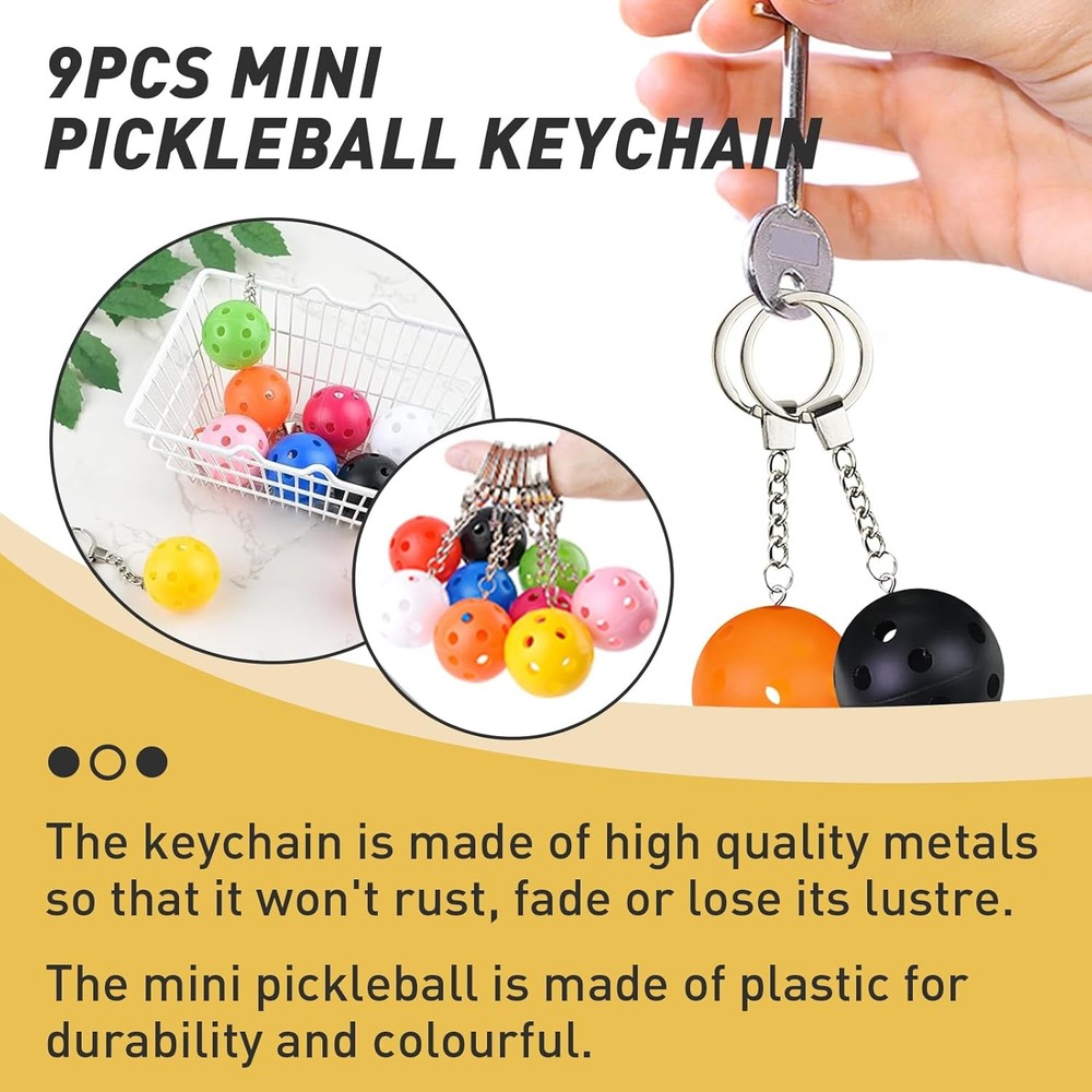 Pickleball Keychains - Mini Ornaments for Lovers 9-pack