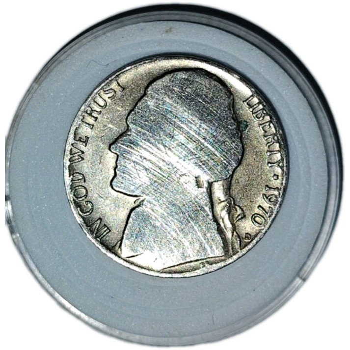 1970 D Jefferson Nickel Strike Error