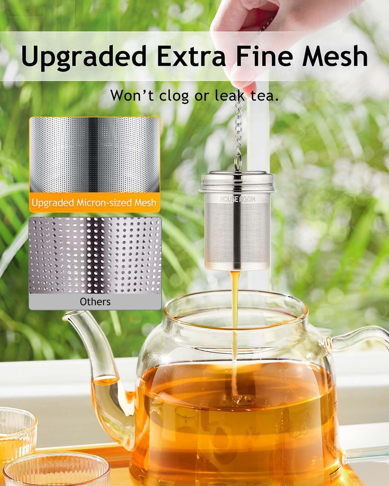 2 Pack Tea Infuser, Extra Fine Mesh Tea Infusers for Loose Tea, 18/8 Stainless S