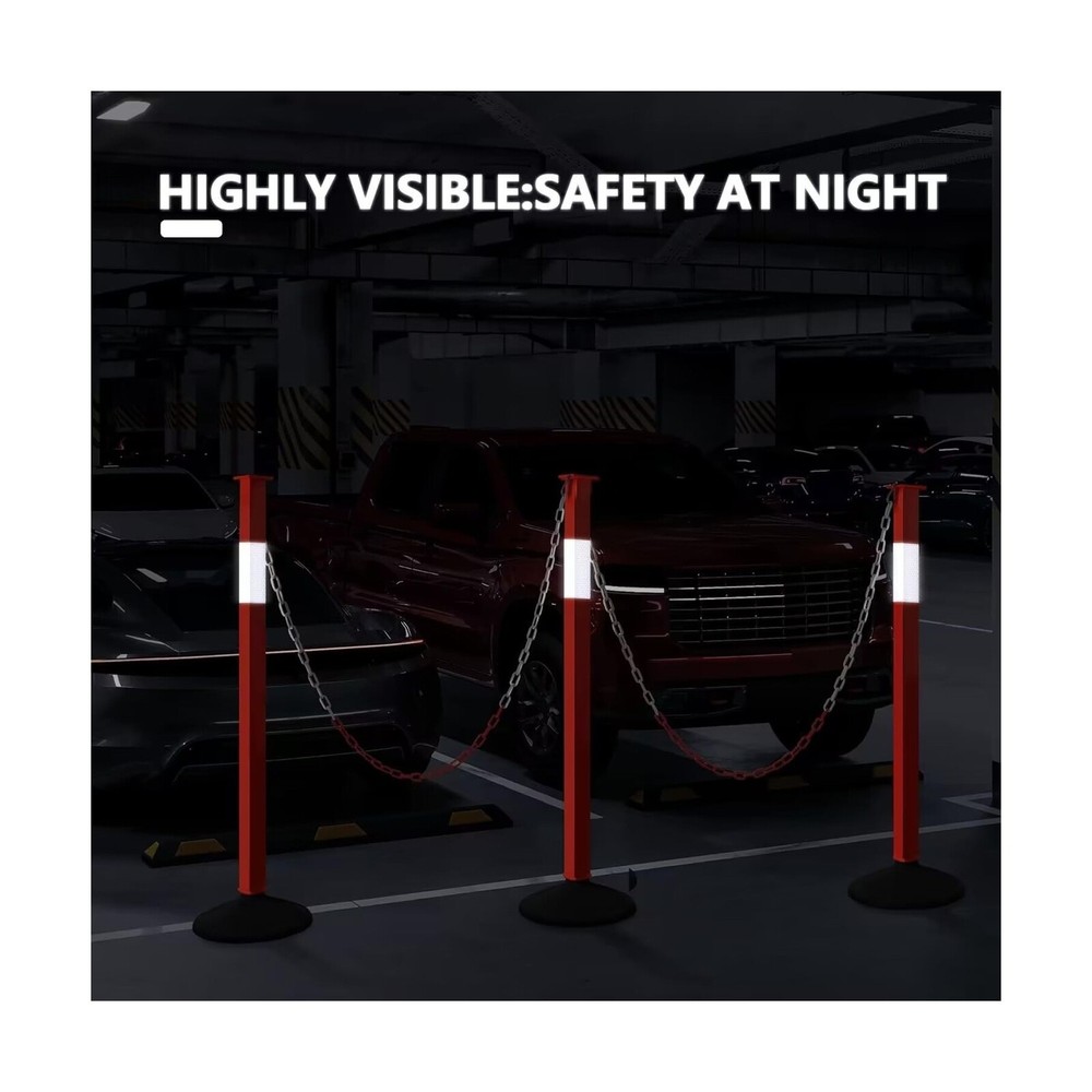 4 Pack Traffic Delineator Post Cones with Weighted Base & Reflective Collars,...