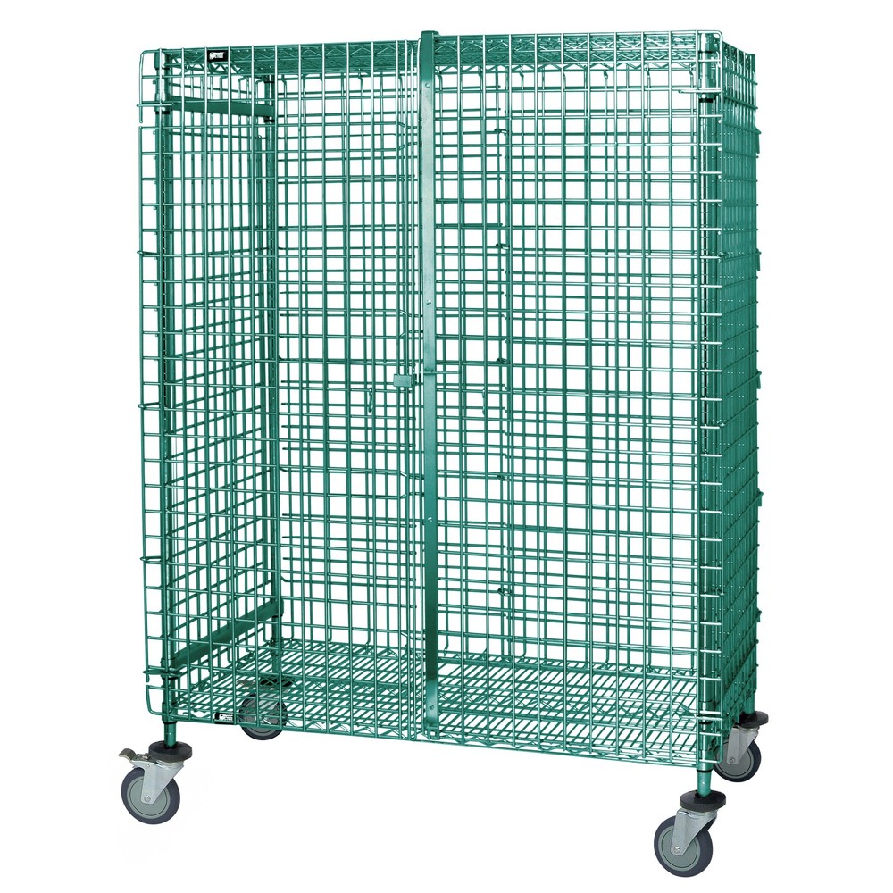 Quantum M2460-69SECP Proform Green Epoxy Mobile Security Unit w/ 2 Shelves, 2...