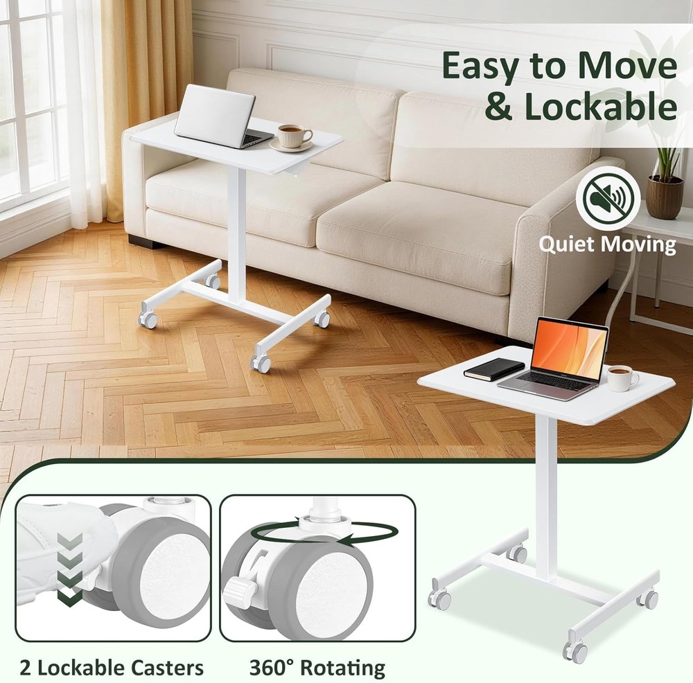 Mobile Standing Desk Adjustable Height Rolling Sit-Stand Laptop Desk W/ Lockable