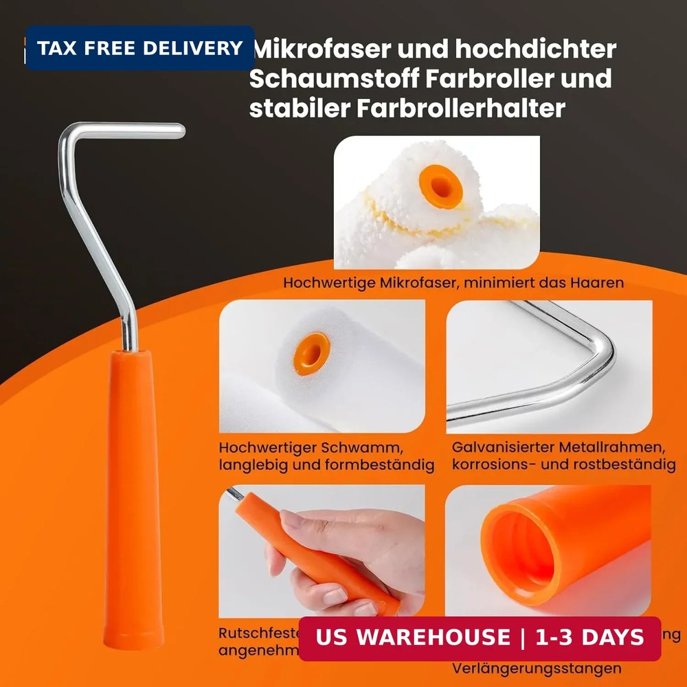 Paint Roller, 2 Inch Small Paint Roller Kit with High-Density Foam Paint Roller,