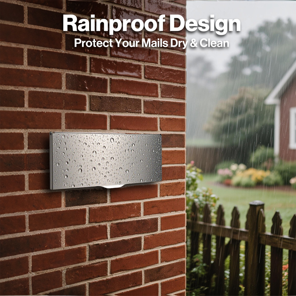 Through The Wall Key Drop Box with Adjustable Chute, Locking Rainproof Mailbox