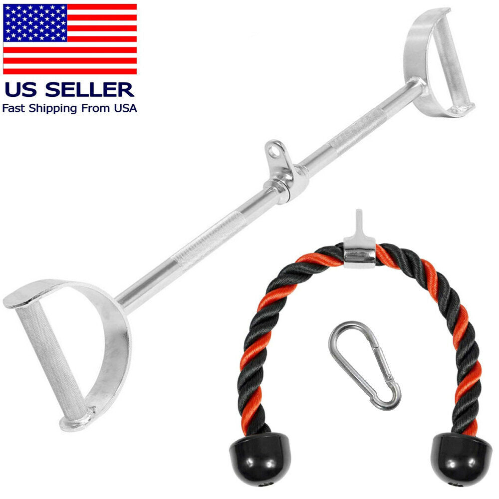 Home Gym Cable Attachment Handle Machine Strength Exercise Chrome Press Down LAT